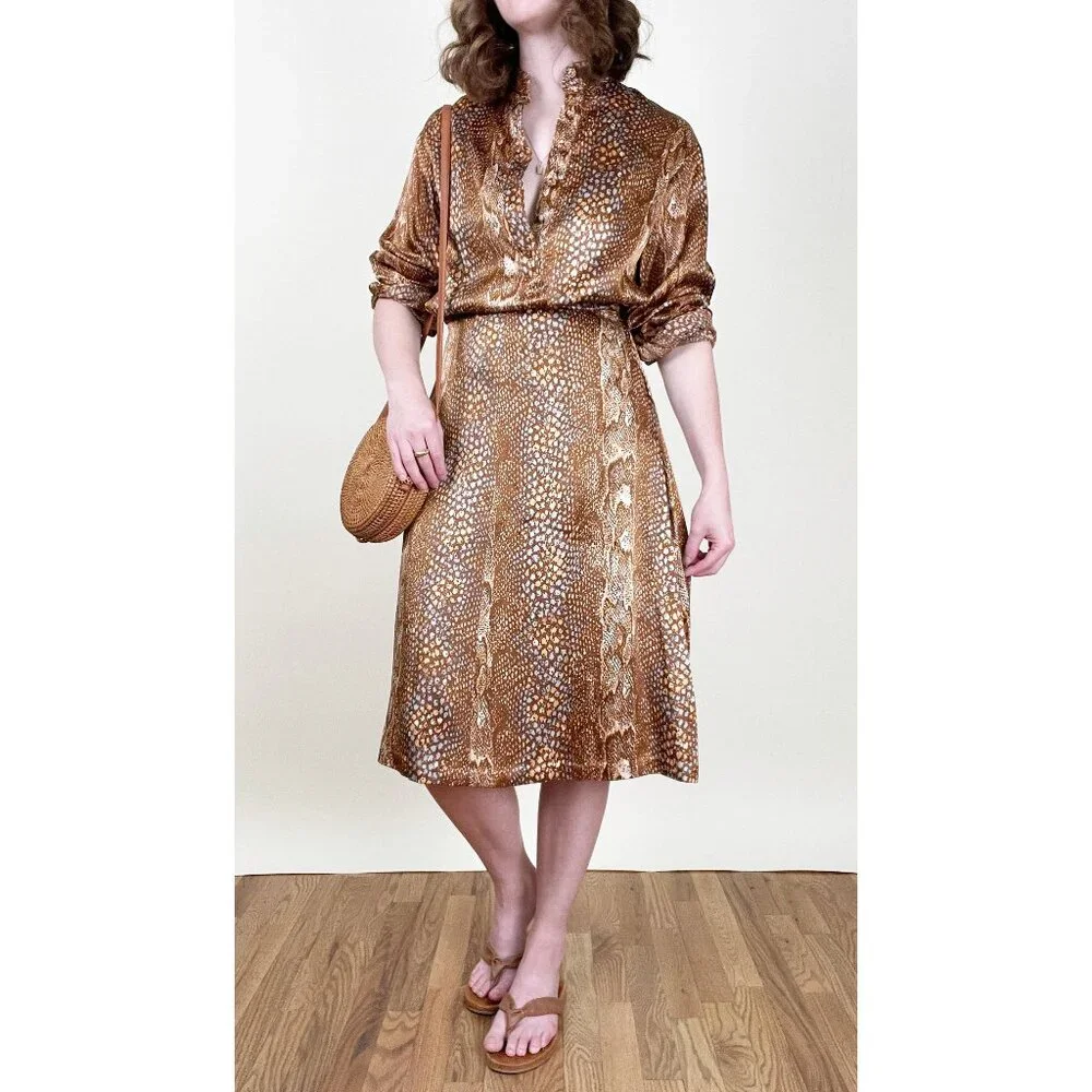 Vintage Union Made Matching Midi Skirt Blouse Shirt Set Suit Work Office Print - Picture 7 of 7